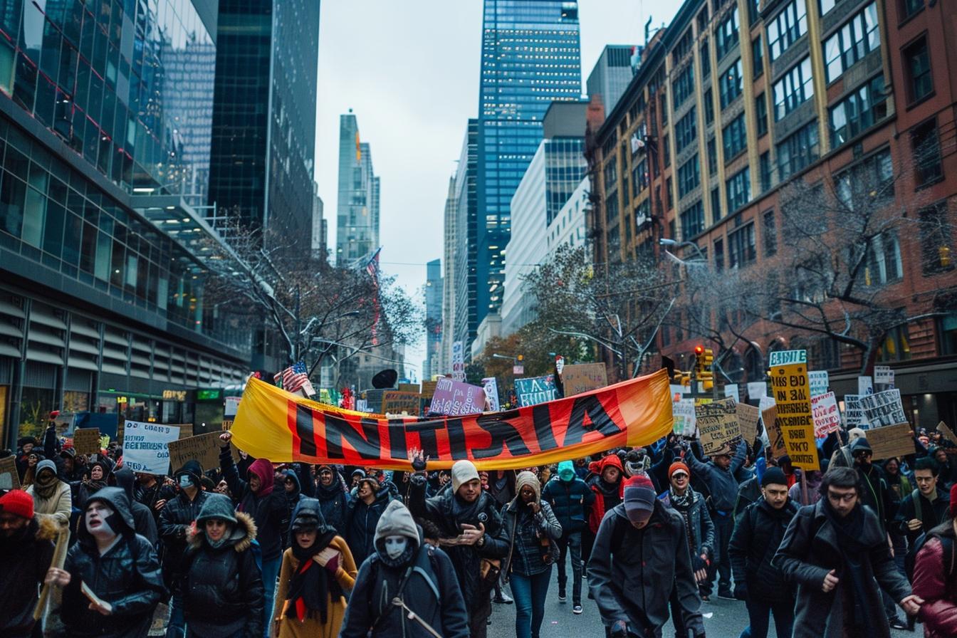Manifestation contre les prélèvements abusifs d'Indexia (ex-SFAM) devant leur siège