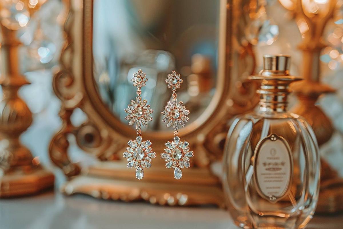 Rappel : boucles d'oreilles en alliage de zinc avec strass, style rétro élégant sans marque