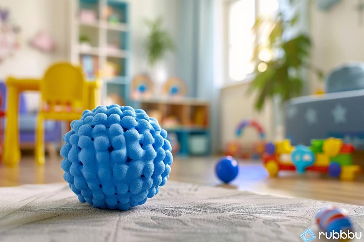 Rappel consommateur : Balle sensorielle bleue Rubbabu Ø10cm - Risque potentiel pour les enfants