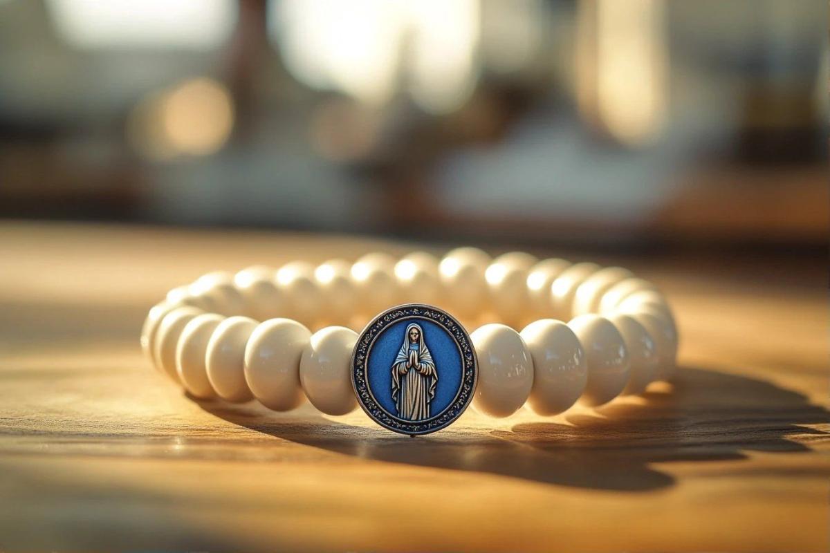 Rappel consommateur : bracelet élastique 8mm en céramique avec médaille 15mm Vierge Miraculeuse BTCME