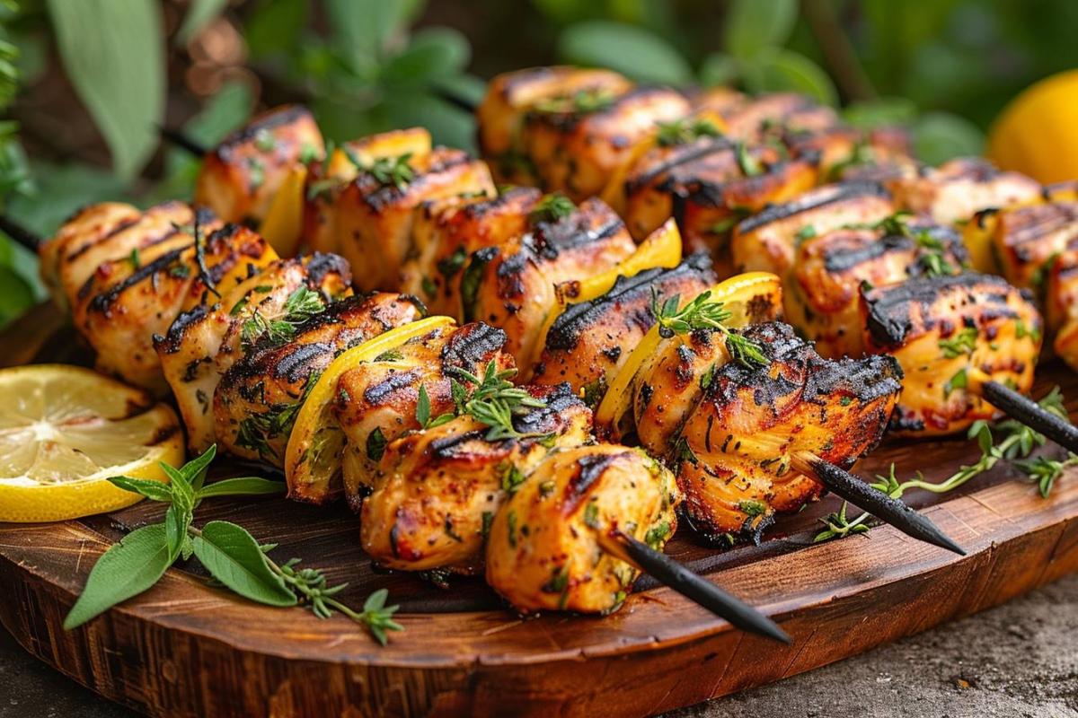 Rappel consommateur - Détail 8 brochettes de poulet marinées thym citron Jules et Max