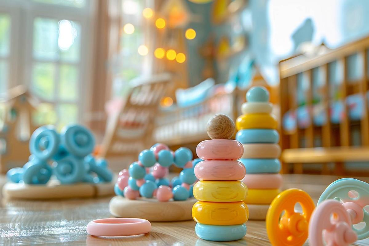 Rappel de jouets de dentition et hochets sensoriels pour bébés : anneaux Montessori 0-18 mois